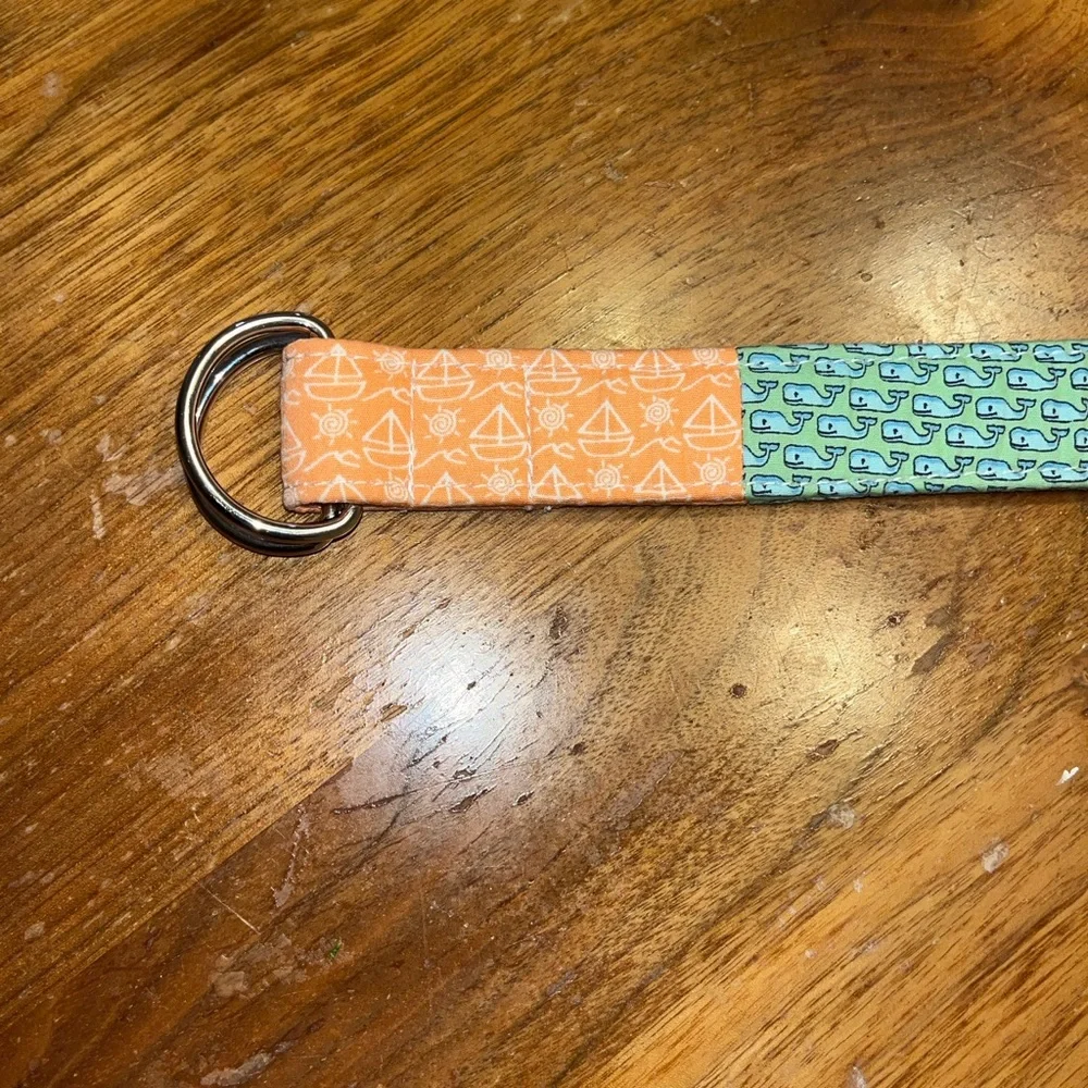 Vineyard Vines Patchwork Boys Belt with Double Ring Buckle - Orange, Mint, Pink